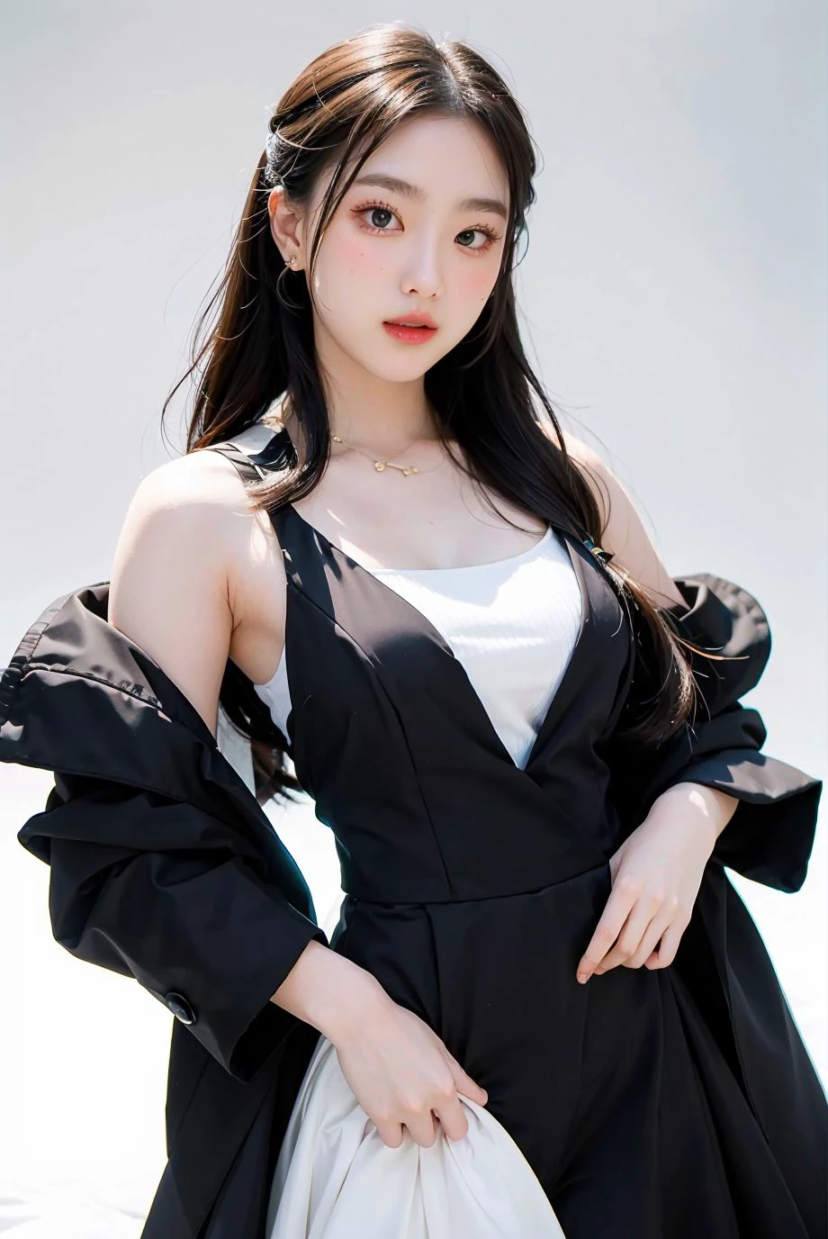 1girl, black random formal attire, white background, <lora:Aheye4EVE_V1-04:1>