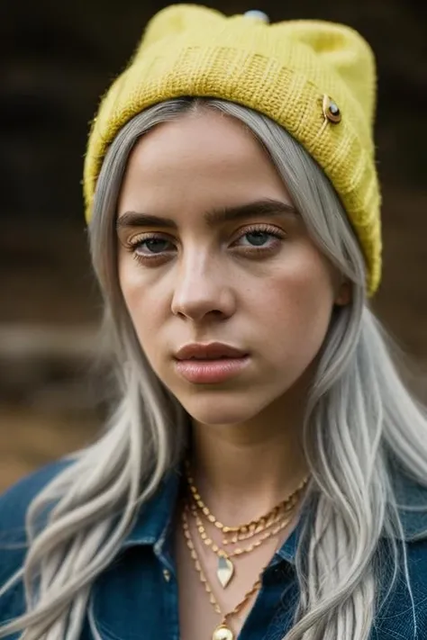 Masterpiece, The angular face, small nose, Of the highest quality, big blue eyes, proportionate lips , Colorful cinematic lighting, torn clothes, knitted dress green, with overflow [Orange|yellow] Hair, (wearing crochet berets), (Perfect face:1.1), standing under telephone poles in the middle of the route, Morning in the background, dappled light, romantic, HDR, Very detailed, 8k, Hyper realistic, shot at eye level, Cinestill 800
