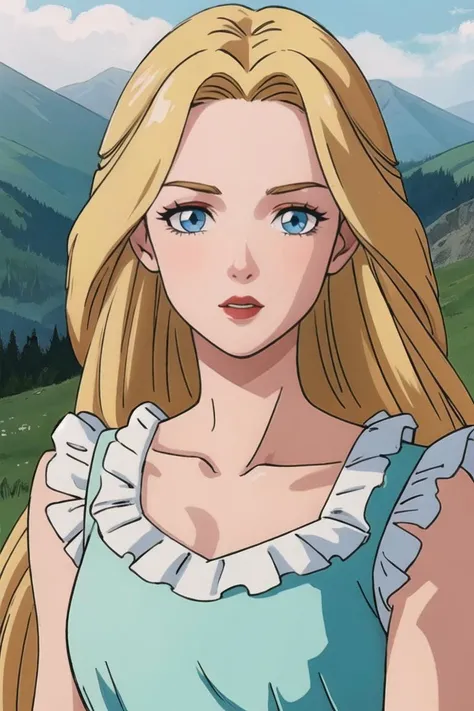 masterpiece, best quality, 1girl, solo,
ANIME_lolita_prideaux_ownwaifu, www.ownwaifu.com,
blonde hair, long hair, blue eyes, collarbone, makeup, eyelashes, lips, red lips, very long hair, lipstick,
aqua dress, dress, frills, sleeveless, frilled dress,
<lora:ANIME_lolita_prideaux_ownwaifu-15:0.6>
portrait, mountain, fog,