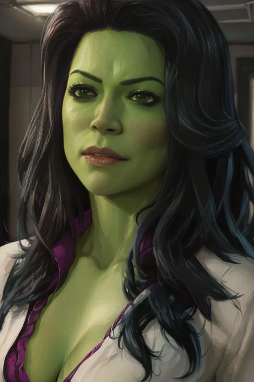 she-hulk, business suit, portrait, highly detailed, digital painting, artstation, concept art, smooth, sharp focus, illustration, cinematic lighting, art by artgerm and greg rutkowski and alphonse mucha