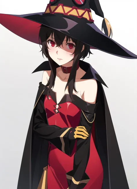 Witch wearing black dress, black hat and red underwear