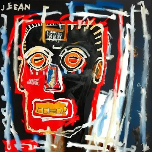 painting of a face, by Jean Micheal Basquiat, style facebask