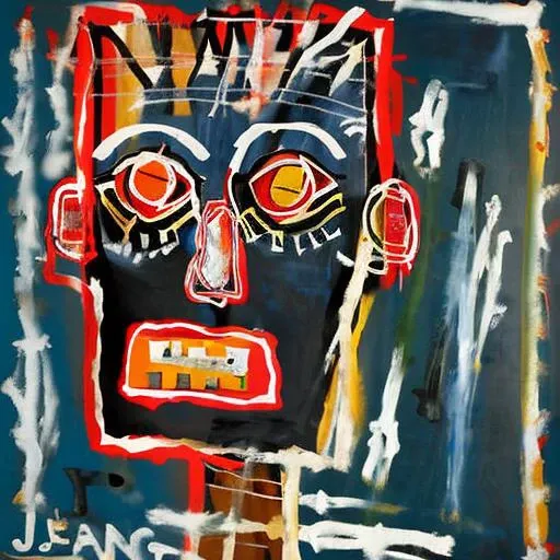 painting of a face,  by Jean Micheal Basquiat, style facebask