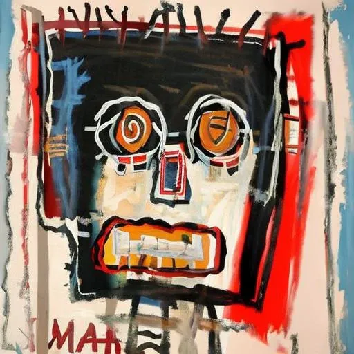 painting of a face,  by Jean Micheal Basquiat, style facebask