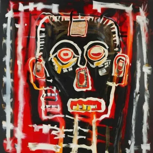 painting of a face, by Jean Micheal Basquiat, style facebask
