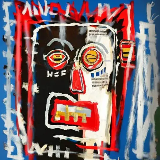 painting of a face, by Jean Micheal Basquiat, style facebask