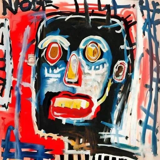 painting of a face, noise rock album cove, by Jean Micheal Basquiat, style facebask