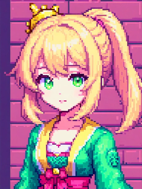 pixel art, 1girl, cute, bust up, light smile, 32 bit game style