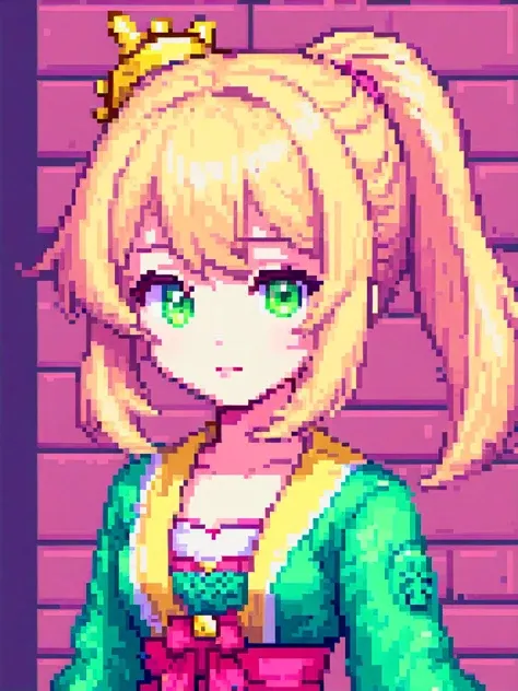 pixel art, 1girl, cute, bust up, light smile, 32 bit game style