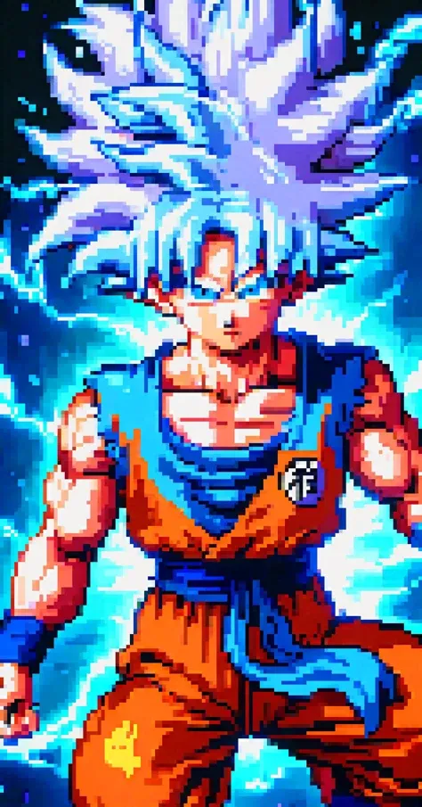 pixel art, (Ultra instinct Goku) with green hair, 32 bit style, realistic photo, (raw photo of Goku cosplay), legendary super saiyan, Goku from dragon ball super, (Goku ultra instinct transformation), Goku in rage mode, (Goku ultra instinct, Goku ultra ego), ((white hair, upper body)), ultra instinct, dbz style, jjba style, death note style, ultra detailed artistic abstract photography of super sayan ultra instinct, asymmetrical, gooey liquid hair, color exploding, highly refractive skin, Digital painting, colorful, volumetric lighting, 8k, by Cyril Rolando, by artgerm, Trending on Artstation, 16k resolution, High definition, detailed, realistic, 8k uhd, high quality, dragon ball super style, cosmic body, vaporwave style, (ultra instinct aura around body), Toei animation style, Studio Ghibli style, hyper realistic