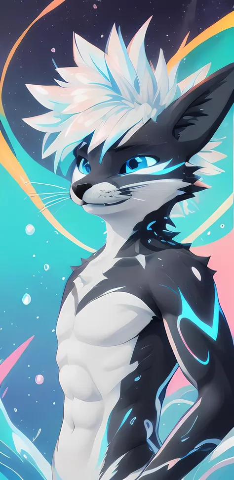 A close up of a cat with a white head and blue eyes - SeaArt AI