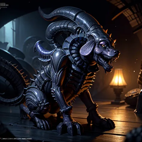 <lora:alien_lora:1> <lora:zerg-basic:0.5> <lora:thalassophobia1:0.9> masterpiece, best quality, extremely detailed CG unity 8k wallpaper, (dog:1.5), bigbadejo alien_monster, zerg, dog inside a dark murky cave, black oil eyes, shiny carapace, sharp teeth