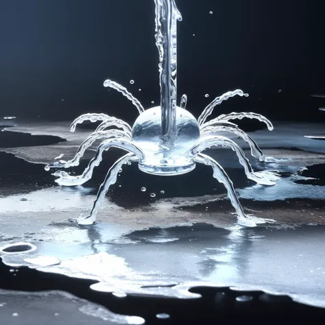 a (watercd:1.2, brightness, transparent:1.3) spider, (solo:1.2), standing, water drop, dropping, <lora:watercd-000013:0.6>, no humans, high quality, masterpiece, realistic, photorealistic, (outdoors, on the surface of the water, the water splashed in all directions, full body, close-up),