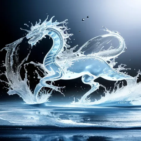 a (watercd:1.2, brightness, transparent:1.3) chinese dragon, east dragon, (abstract:1.3), (solo:1.2), flying, water drop, dropping, <lora:watercd-000013:0.6>, no humans, high quality, masterpiece, realistic, photorealistic, (outdoors, on the surface of the water, the water splashed in all directions, full  body, close-up),