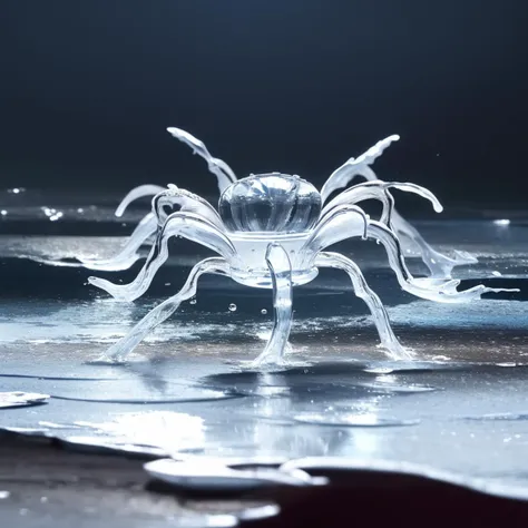 a (watercd:1.2, brightness, transparent:1.3) spider, (solo:1.2), standing, water drop, dropping, <lora:watercd-000010:0.7>, no humans, high quality, masterpiece, realistic, photorealistic, (outdoors, on the surface of the water, the water splashed in all directions, full body, close-up),