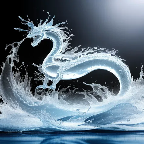 a (watercd:1.2, brightness, transparent:1.3) chinese dragon, east dragon, (abstract:1.3), (solo:1.2), flying, water drop, dropping, <lora:watercd-000010:0.7>, no humans, high quality, masterpiece, realistic, photorealistic, (outdoors, on the surface of the water, the water splashed in all directions, full  body, close-up),