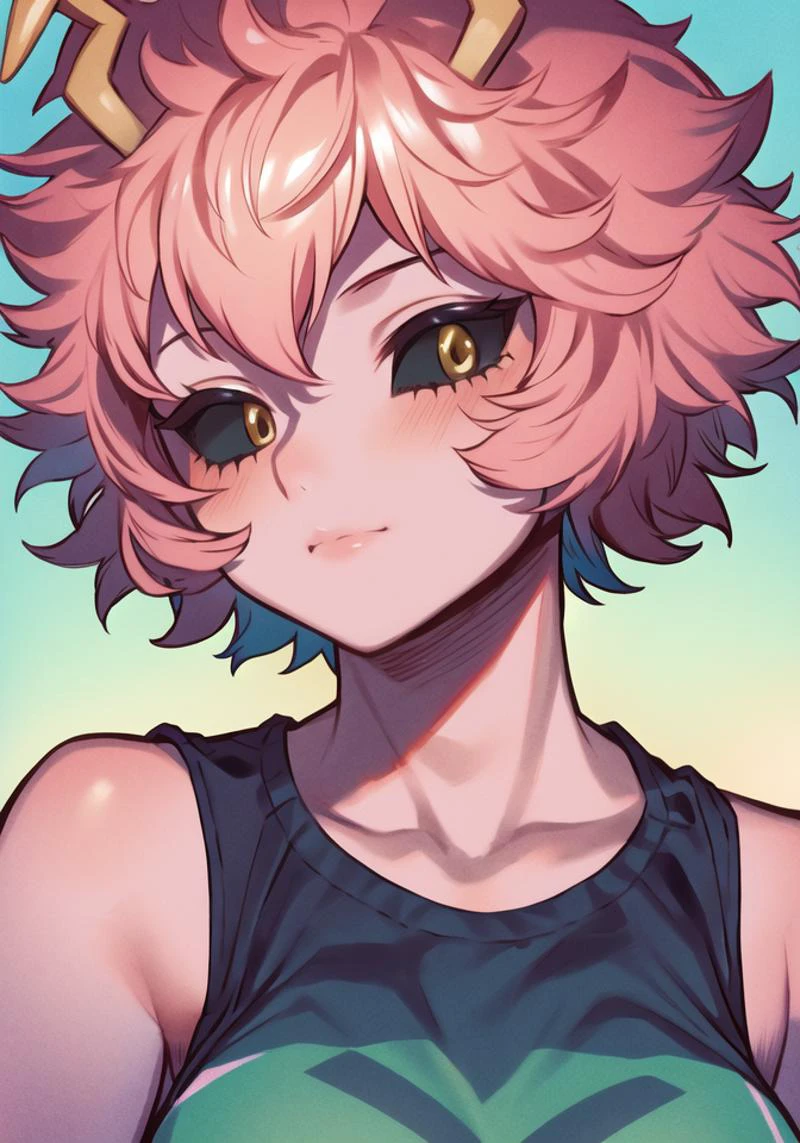 masterpiece, best quality, official art, portrait of mina ashido, 1girl, solo, <lora:minaashido:1>, <lora:last:1>