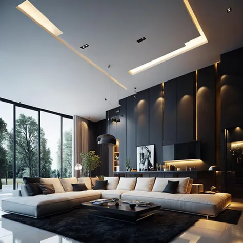 <lyco:Modern_interior_design_Sa_May:1.0>  Modern lux interior design of living room