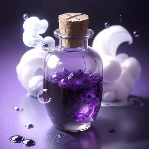 purple background, gameicon, bottle with purplewater, skull, ((purple smokes background):1.2), bubbles on water, ((best quality, masterpiece, absurdres):1.2)