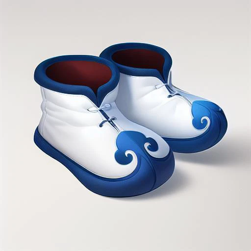 A pair of cloth shoes, reasonable structure, black bottom, high definition, (white), blue,Chinese pattern, Chinese style,(2d ),black background