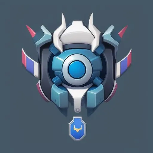 gameicon,masterpiece,best quality,ultra-detailed,masterpieces,The image depicts a cartoon badge with a technological style that is cute and white ,The badge has a blue color value of 0.5,futuristic robots,HD,Transparent background, 3D rendering2D, Blender cycle, Volume light,No human, objectification, fantasy <lora:3d:0.4> <lora:huizhang2:0.8>
