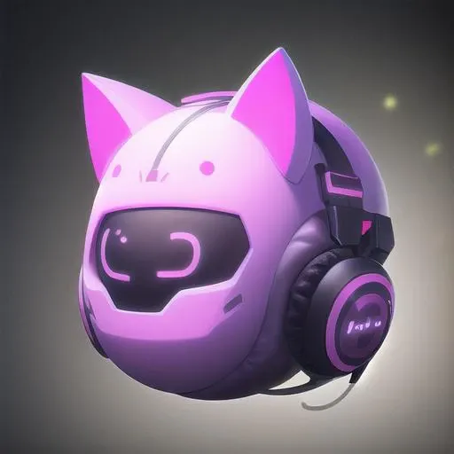 Cat ear headphones, cartoon, cute, cyberpunk, game icon, (master work)