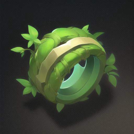 Intricate magic ring made of vines, cartoon, flower, game icon, (master work)