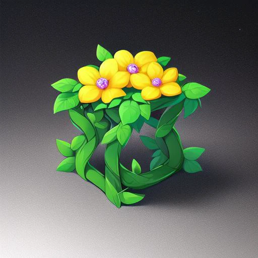 Intricate magic ring made of vines, , cartoon, flower, game icon (masterpiece)