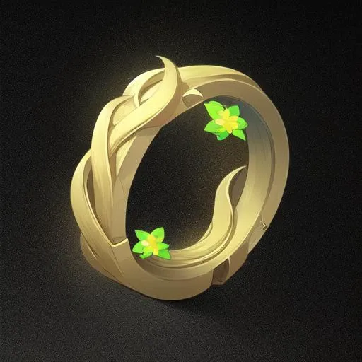 Intricate magic ring made of vines, , cartoon, flower, game icon (masterpiece)