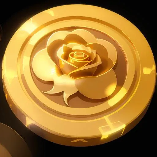 one icon.A coin with an engraved rose on it,A gold coin with an engraved rose on it,(masterpiece, top quality, best quality, official art, beautiful and aesthetic:1.2),Game ICON, masterpieces, HD Transparent background, 3D rendering 2D, Blender cycle, Volume light, No human, objectification, fantasy, <lora:jinbi_icon-000018:1>