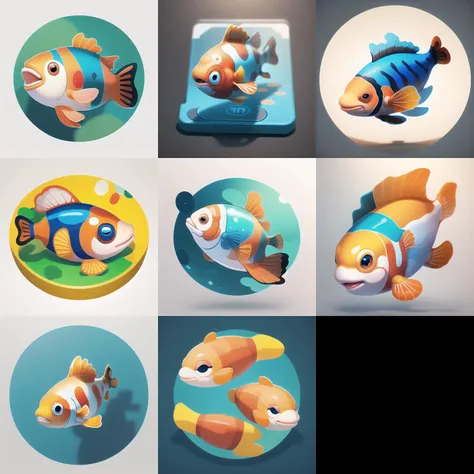 Masterpiece,High Quality,High resolution,The highest resolution,White background,Complicated details,Highest quality,game icon,game icon institute,cartoon_style,full body,Clownfish,