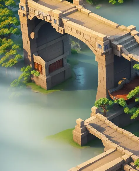 masterpiece,best quality,high quality,highres,changjingditu,bangpaiditu,3D rendering 2D,river,bridge,(arch bridge:1.2),landscape,no humans,daytime,<lora:ãæ¸¸æå¾æ ç ç©¶æã45度å°å¾-æå»ºç:0.6>,gorgeous bridge,gorgeous ancient bridge,panorama,landscape,chinese architecture,ancient architecture,