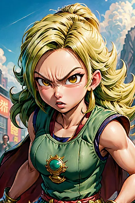 (Super Saiyan Jasmine), 1girl, high quality, <lora:princess_V1:0.5>, angry, (style of Akira Toriyama),