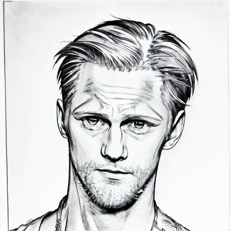 an anime line drawing of alexander_skarsgard, <lora:alex_skarsgard_01_768_313samples:1>, <lora:animeLineartMangaLike_v30MangaLike:1>