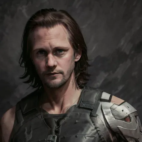 a professional photograph of alexander_skarsgard, <lora:alex_skarsgard_01_768_313samples:0.7>, as johny_silverhand, <lora:johnnySilverhand_v10:0.8>