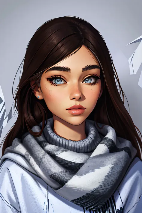 shadow art style portrait of realistic photo of <lyco:sd15_MilanaVino_loha_32_v1-000011:.9> MilanaVino wing eyeliner, face, eyes, winter symbols