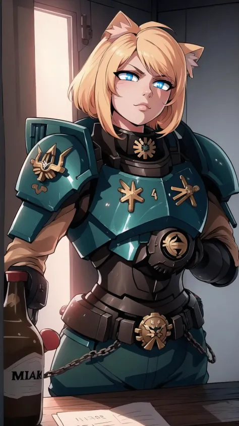 <lora:warhammer 40k imperial guardsman:0.5> warhammer 40k imperial guardsman, flak jacket, armor, BREAK, <lora:necoarc:0.8> necoarc, cat girl, blonde hair, chibi, (slit pupils:1.25), cat ears, :3, BREAK,, masterpiece, best quality, extremely detailed, highly quality, 4k, sharp focus, professional, sharp focus, award winning, cinematic lighting, octane render, unreal engine, volumetrics dtx, Wallpaper,