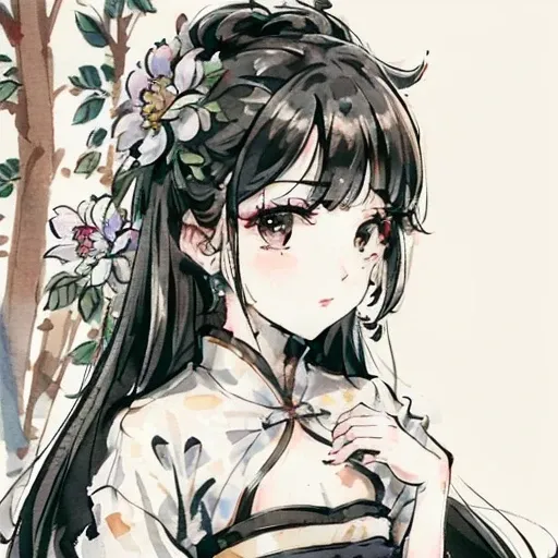 <lora:shuimobysimV3:0.5>, (upper body: 1.5),(white background:1.4), ((tachi-e)), original,(illustration:1.1),(best quality),(masterpiece:1.1),(extremely detailed CG unity 8k wallpaper:1.1), (colorful:0.9),(panorama shot:1.4),(full body:1.05),(solo:1.2), (ink splashing),(color splashing),((watercolor)), clear sharp focus,{ 1girl standing },((chinese style )),(flowers,woods),outdoors,rocks, looking at viewer, make happy expressions,soft smile,pure,beautyfull detailed face and eyes,beautyfull intricacy clothing decorative pattern details, black hair,black eyes <lora:Moxin_10:1>