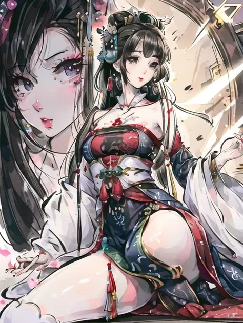 (((extremely detailed CG unity 8k wallpaper))),(((masterpiece))),(((best quality))),(beautiful detailed eyes),(((extreme detailed illustration))),cinematic lighting,art of light novel,highres,original,extremely detailed walpaper,shadow,((volume lighting)),bloom effect,vivid color,check commentary,commentary request,scenery,no text, (solo),1girl,delicate face,(cute,full body:1.0),climax, Artist_Yimao, nsfw,sexy,porn, blush,sweat,saliva, orgasm, ahegao, bondage, full body socks, high-heeled shoes <lora:guofeng3Lora_v32Lora:1> <lora:Moxin_10:1>