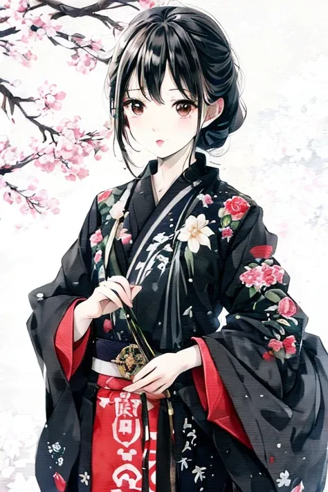<lora:Moxin_10:0.85>,shuimobysim, (white background:1.4), ((tachi-e)), original,(illustration:1.1),(best quality),(masterpiece:1.1),(extremely detailed CG unity 8k wallpaper:1.1), (colorful:0.9),(panorama shot:1.4),(full body:1.05),(solo:1.2), (ink splashing),(color splashing),((watercolor)), clear sharp focus,{ 1girl standing },((chinese style )),(flowers,woods),outdoors,rocks, looking at viewer, make happy expressions,soft smile,pure,beautyfull detailed face and eyes,beautyfull intricacy clothing decorative pattern details, black hair,black eyes,  <lora:japaneseDollLikeness_v10:0.33>