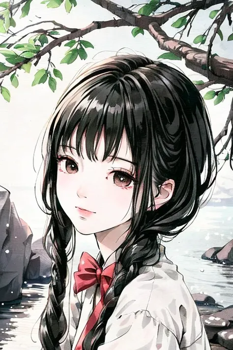 <lora:Moxin_10:0.85>,shuimobysim,masterpiece,best quality,extremely delicate and beautiful, beautiful detailed eyes and face, clear sharp focus,((chinese style )),(flowers,woods),outdoors,rocks, looking at viewer, make happy expressions,soft smile,pure,beautiful intricacy clothing decorative pattern details, black hair,black eyes, <lora:fashionGirl_v47:0.55>,1 fashi-girl,makeup, arms behind back