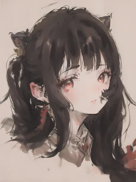 (masterpiece, best quality:1.4), (upper body: 1.5), original,(illustration:1.1),(extremely detailed CG unity 8k wallpaper), solo, 1girl, red eyes, (smooth skin), bangs, black hair, bangs, earrings, eyelashes, hair ornament, headdress, jewelry, lips, red lips, long hair, looking at viewer, tassel.
<lora:Moxin_10:0.88>, <lora:shuimobysimV3:1>