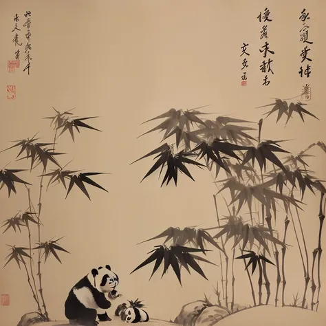 shukezouma, negative space, , shuimobysim ,bamboo forest,panda eat bamboo, traditional chinese ink painting, <lora:Moxin_Shukezouma11:0.5> <lora:Moxin_10:0.5>