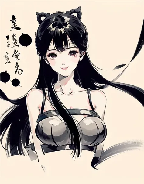 (masterpiece),best quality,good anatomy, shuimobysim,(1 girl:1), (upper body),(smile),long hair,(hanfu),(ecchi0.5),