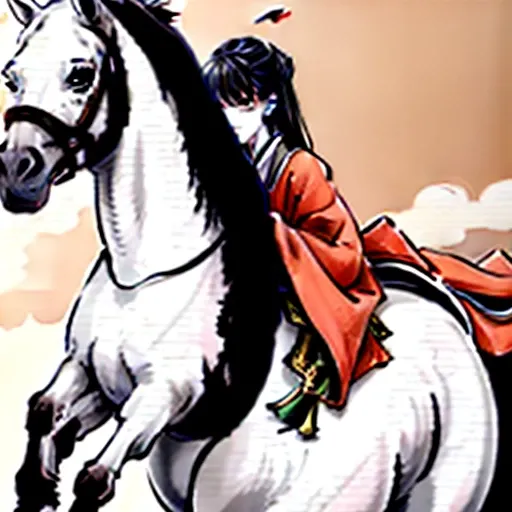 high quality, shuimobysim, (swordsman on horse), high class, Chinese man, white horse, running horse, with sword, (traditional Chinese ink painting), Hanfu, paintings <lora:Moxin_10:1>