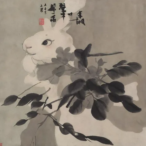 shukezouma, negative space, shuimobysim, Rabbit, <lora:Moxin_Shukezouma11:0.6>, <lora:Moxin_10:0.7>