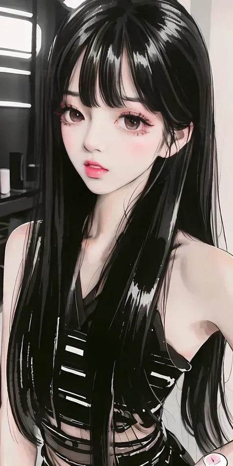 Long Black Hair beautiful Girl,blunt bangs,innocent face, taiwanese female,sexy,nude,night club,lipgloss,eyelashes,light skin,beauty face,makeup, gloss-face,light skin,black eyes, narrow waist,masterpiece, <lora:fashionGirl_v50:0.6>, <lora:Moxin_10:0.65>