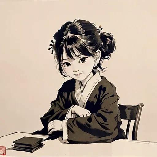 <lora:Moxin_10:0.45> ,<lora:Moxin_Shukezouma11:0.55>
<intricate details>, (masterpiece, best quality:1.2),
shukezouma, negative space, , shuimobysim , traditional Chinese ink painting,
1girl, peaceful, (smile), looking at viewer,