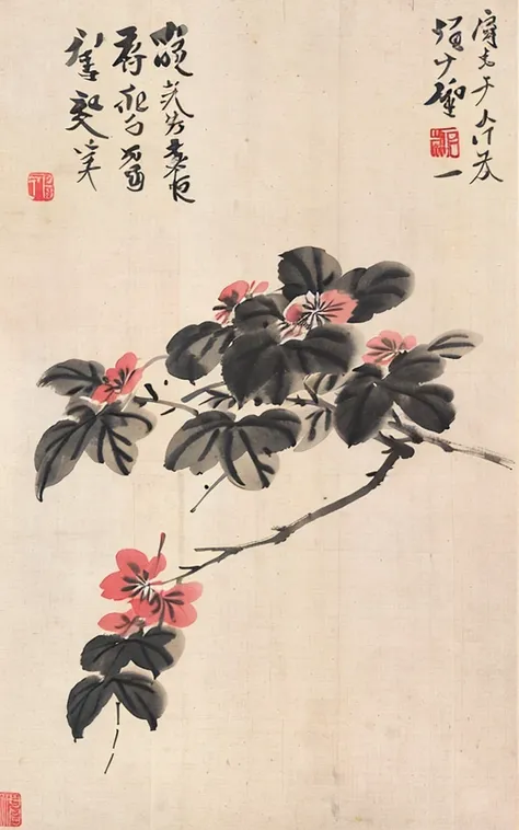 shukezouma, negative space, , shuimobysim , <lora:shukezouma_v1_1:0.8>,a branch of flower, traditional chinese ink painting, <lora:shuimobysimV3:0.7>,