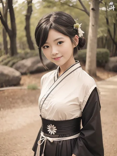(masterpiece),best quality,good anatomy, shuimobysim,(1 girl:1), (upper body),(smile),short hair,(hanfu),(ecchi0.5), (trees:0.5), (flowers:0.6) ,(wooden house:0.2),(bamboo forest:0.2),(creek:0.2),(river:0.2), <lora:Moxin_10:0.5>, <lora:Moxin_Shukezouma11:0.8>